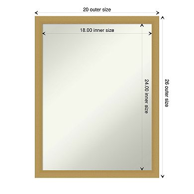 Amanti Art Non-Beveled Bathroom Wall Mirror Grace Brushed Gold Narrow Frame