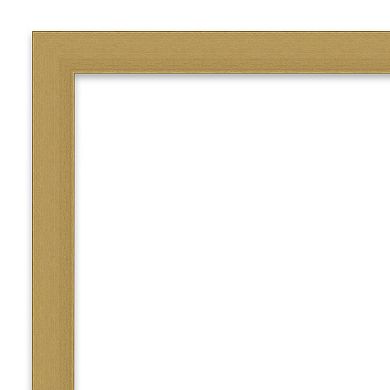 Amanti Art Non-Beveled Bathroom Wall Mirror Grace Brushed Gold Narrow Frame