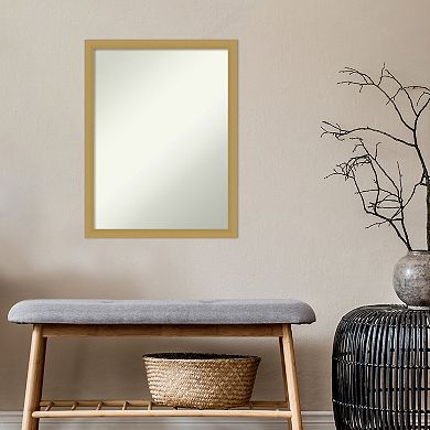 Amanti Art Non-Beveled Bathroom Wall Mirror Grace Brushed Gold Narrow Frame