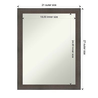 Amanti Art Non-Beveled Wood Bathroom Wall Mirror Hardwood Mocha Narrow Frame