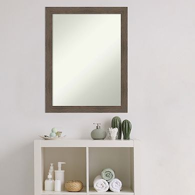 Amanti Art Non-Beveled Wood Bathroom Wall Mirror Hardwood Mocha Narrow Frame