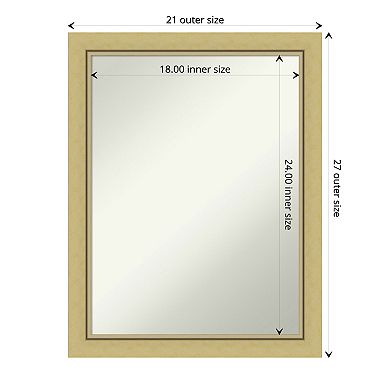 Amanti Art Gold Finish Narrow Bathroom Wall Mirror