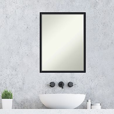 Amanti Art Non-Beveled Wood Bathroom Wall Mirror Lucie Black Frame