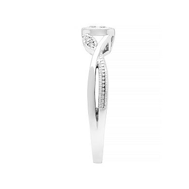 Love Always Sterling Silver 1/10 Carat T.W. Diamond Leaf Promise Ring
