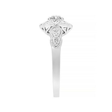 Love Always Sterling Silver 1/6 Carat T.W. Diamond Floral Promise Ring
