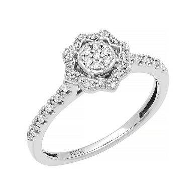 Love Always Sterling Silver 1/6 Carat T.W. Diamond Halo Promise Ring