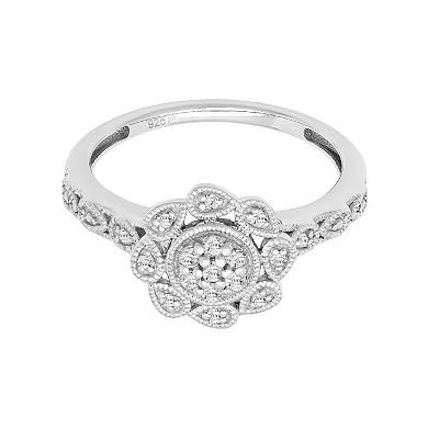 Love Always Sterling Silver 1/6 Carat T.W. Diamond Pin-Wheel Promise Ring