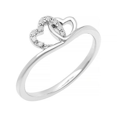 Love Always Sterling Silver Diamond-Accent Interlocking Hearts Promise Ring