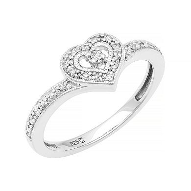 Love Always Sterling Silver 1/10 Carat T.W. Diamond Heart Promise Ring