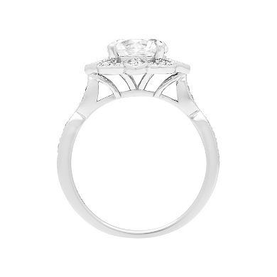 Love Always Sterling Silver Lab-Created White Sapphire Halo Ring
