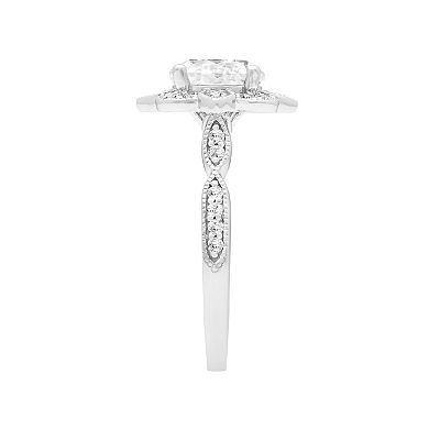 Love Always Sterling Silver Lab-Created White Sapphire Halo Ring