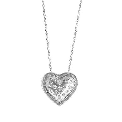 Love Always Sterling Silver Lab-Created White Sapphire Heart Pendant Necklace