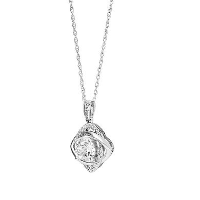 Love Always Sterling Silver Lab-Created White Sapphire and Diamond Accent Pendant