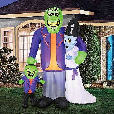 Occasions 7 Foot Pre Lit LED Inflatable Monster Family Halloween Yard Decoration