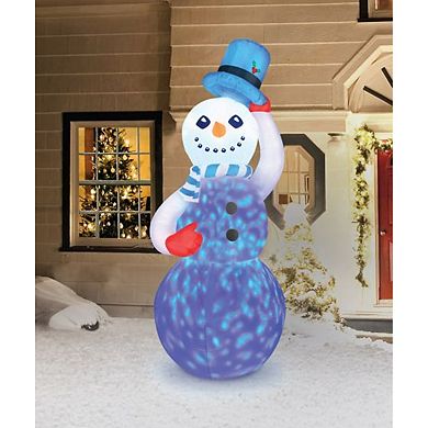 Occasions 7 Foot Inflatable Swirling Lights Snowman with Tipping Hat Decoration