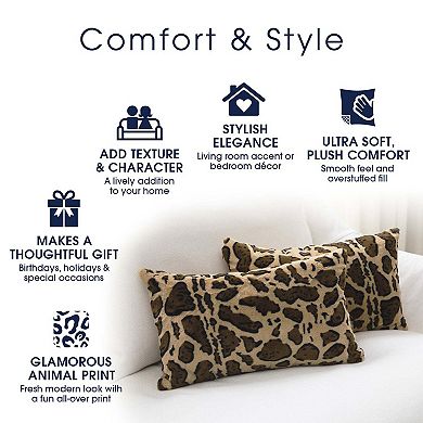 Cheer Collection Set of 2 Leopard Print Throw Pillows - 12x20