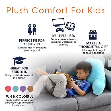 Cheer Collection Kids Size Reading Pillow with Arms for Sitting Up in Bed