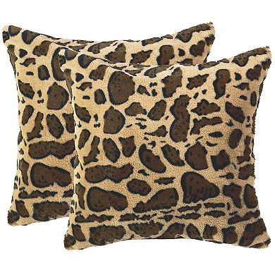 Cheer Collection Set of 2 Leopard Print Throw Pillows - 18x18
