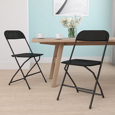 Emma and Oliver Set of 2 Brown Stackable Folding Plastic Chairs - 650 LB Weight Capacity