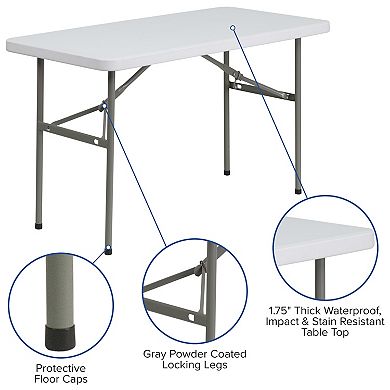 Emma and Oliver 4-Foot Granite White Plastic Folding Table - Banquet / Event Folding Table