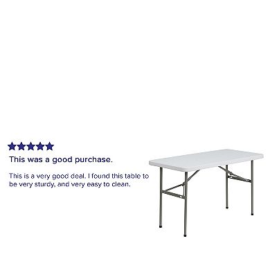 Emma and Oliver 4-Foot Granite White Plastic Folding Table - Banquet / Event Folding Table