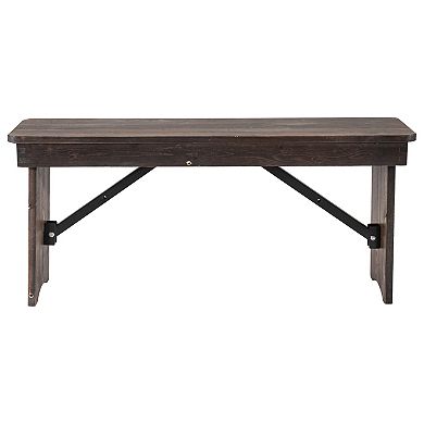 Emma and Oliver 40" x 12" Antique Rustic Solid Pine Folding Farm Bench - Portable Bench