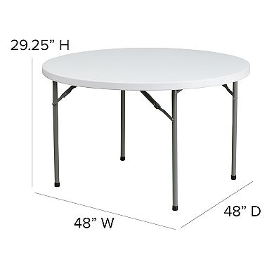 Emma and Oliver 4-Foot Round Granite White Plastic Folding Table - Banquet / Event Folding Table