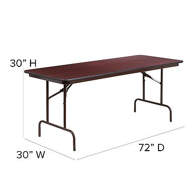 Emma and Oliver 6-Foot Mahogany Melamine Laminate Folding Banquet & Catering Table