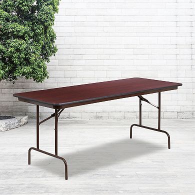 Emma and Oliver 6-Foot Mahogany Melamine Laminate Folding Banquet & Catering Table