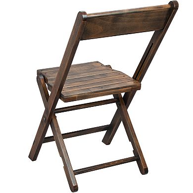 Emma and Oliver Slatted Wood Folding Wedding Chair - Event Chair - Antique Black, Set of 4