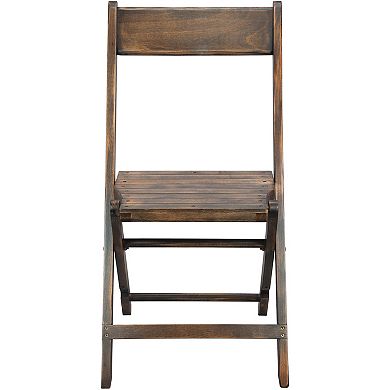 Emma and Oliver Slatted Wood Folding Wedding Chair - Event Chair - Antique Black, Set of 4