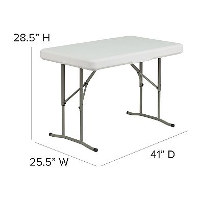 Emma and Oliver 3 Piece Portable Plastic Folding Bench and Table Set