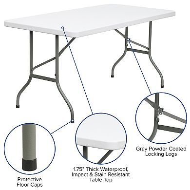 Emma and Oliver 5-Foot Granite White Plastic Folding Table - Banquet / Event Folding Table