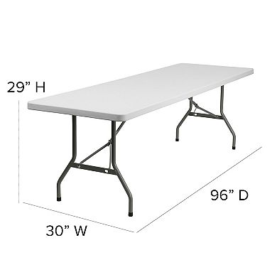 Emma and Oliver 8-Foot Granite White Plastic Folding Table - Banquet / Event Folding Table