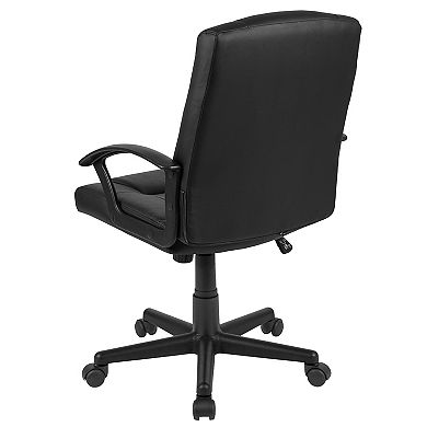 Emma and Oliver Mid-Back Black LeatherSoft-Padded Task Office Chair with Arms, BIFMA Certified