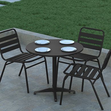 Emma and Oliver 31.5'' Round Aluminum Indoor-Outdoor Table with Base