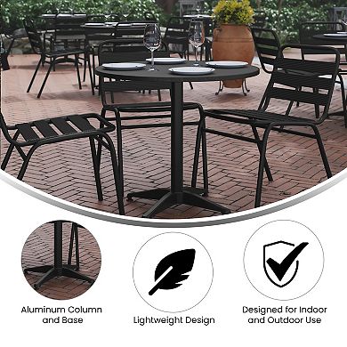 Emma and Oliver 31.5'' Round Aluminum Indoor-Outdoor Table with Base