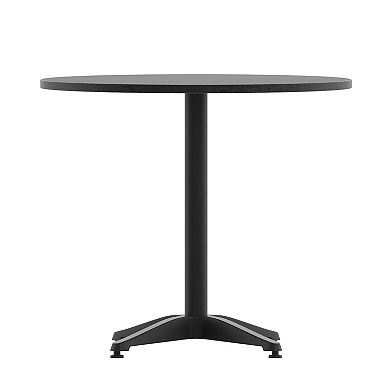 Emma and Oliver 31.5'' Round Aluminum Indoor-Outdoor Table with Base