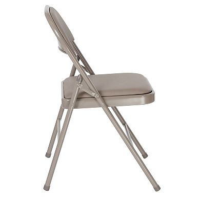 Emma and Oliver 4 Pack Double Braced Beige Vinyl Folding Chair