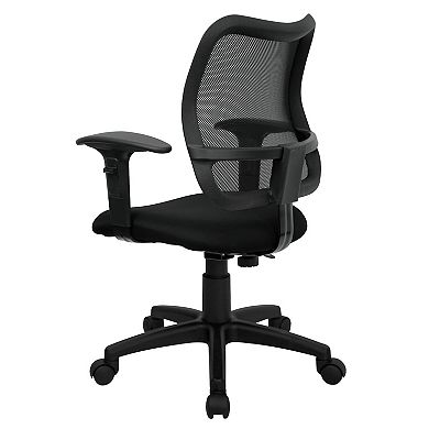 Emma and Oliver Mid-Back Gray Mesh Swivel Task Office Chair with Adjustable Arms