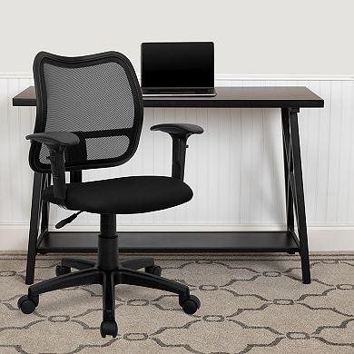 Emma and Oliver Mid-Back Gray Mesh Swivel Task Office Chair with Adjustable Arms