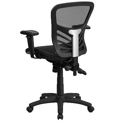 Emma and Oliver Mid-Back Transparent Black Mesh Multifunction Ergonomic Office Chair - Arms