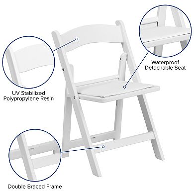 Emma and Oliver 10 Pack Kids White Resin Folding Event Party Chair with Vinyl Padded Seat