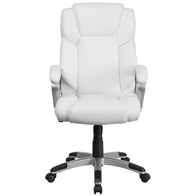 Emma and Oliver Mid-Back LeatherSoftSoft Executive Swivel Office Chair with Padded Arms