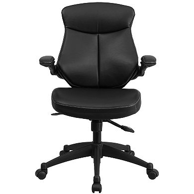 Emma and Oliver Mid-Back Black LeatherSoft Swivel Ergonomic Office Chair & Back Angle Adjustment