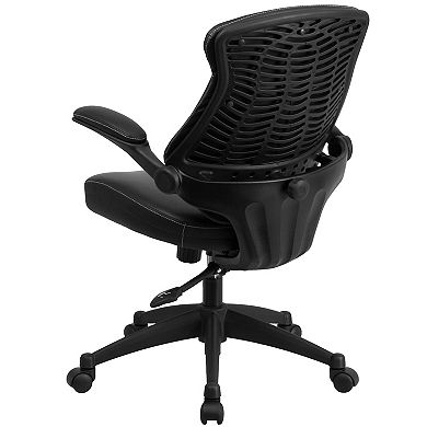 Emma and Oliver Mid-Back Black LeatherSoft Swivel Ergonomic Office Chair & Back Angle Adjustment