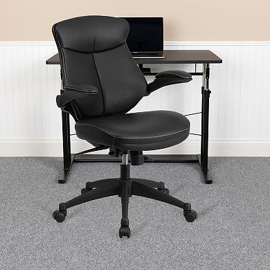 Emma and Oliver Mid-Back Black LeatherSoft Swivel Ergonomic Office Chair & Back Angle Adjustment