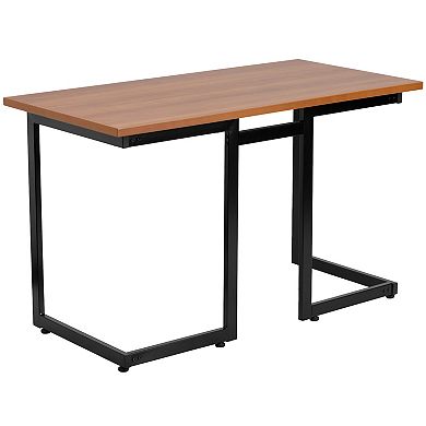 Emma and Oliver Cherry Computer Desk with Black Metal Frame