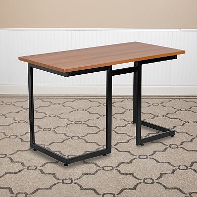 Emma and Oliver Cherry Computer Desk with Black Metal Frame