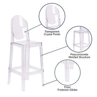 Emma and Oliver Ghost Barstool with Oval Back in Transparent Crystal